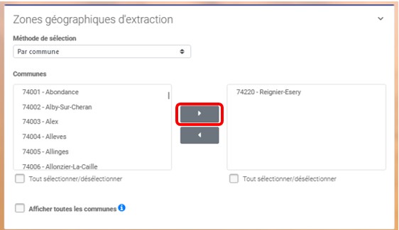 Sélection par commune