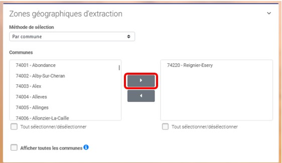 Sélection par commune